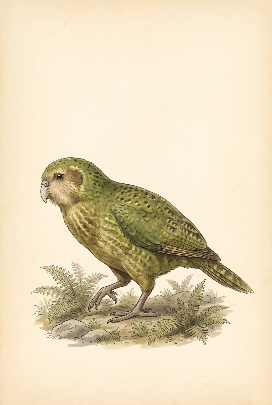 Original illustration of the Kākāpō